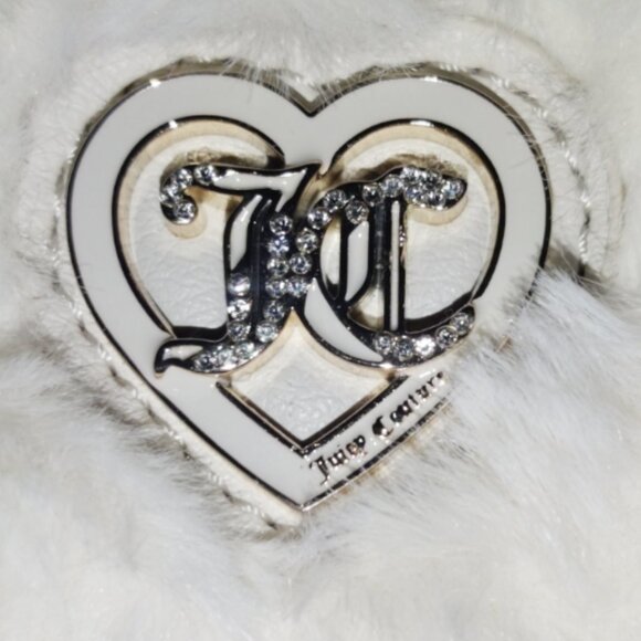 Juicy Couture Fuzzy Angel Get Cozy Heart Zip Around Wristlet Gold tone hardware - Picture 4 of 4